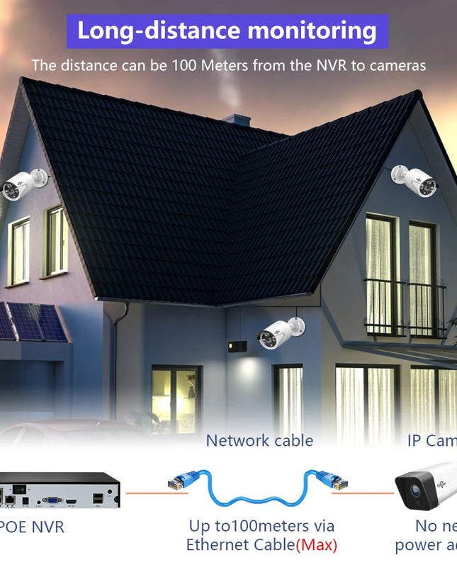 Hiseeu 4MP 5MP 8CH PoE Security Camera System Kit H.265 Waterproof IP Camera Home Survelliance POE Cams Sets ONVIF XMEye