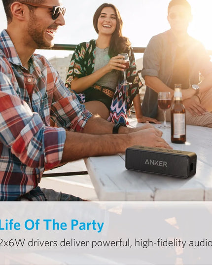 Anker Soundcore 2 Portable Wireless Bluetooth Speaker Better Bass 24-Hour Playtime 66ft Bluetooth Range IPX7 Water Resistance