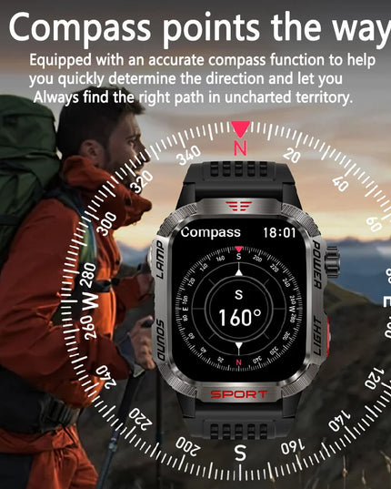 New For Huawei Xiaomi Military GPS Smart Watch Men Flashlight Compass Waterproof Outdoor Sport Tracker Bluetooth Call Smartwatch