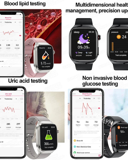2024 New Uric Acid Blood Fat Smart Watch Men Blood Sugar ECG+PPG  Blood Pressure Bluetooth Call Sports for Xiaomi Health Watch