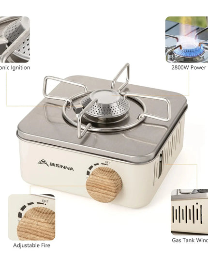 BISINNA Camping Gas Stove 2800W High Firepower Portable Cassette Furnace Outdoor Gas Burner Picnic Camp