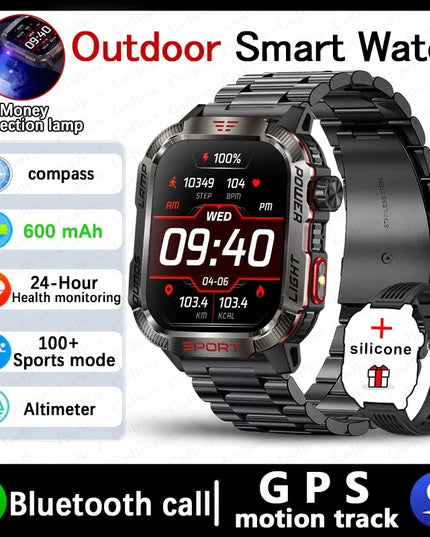 New For Huawei Xiaomi Military GPS Smart Watch Men Flashlight Compass Waterproof Outdoor Sport Tracker Bluetooth Call Smartwatch