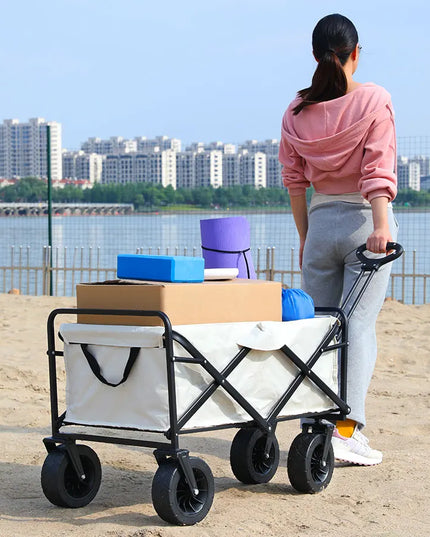 Collapsible Folding Utility Beach Cart Wagon Heavy Duty Large Capacity Fold Wagon Ourdoor Trolley Portable Garden Camping Cart