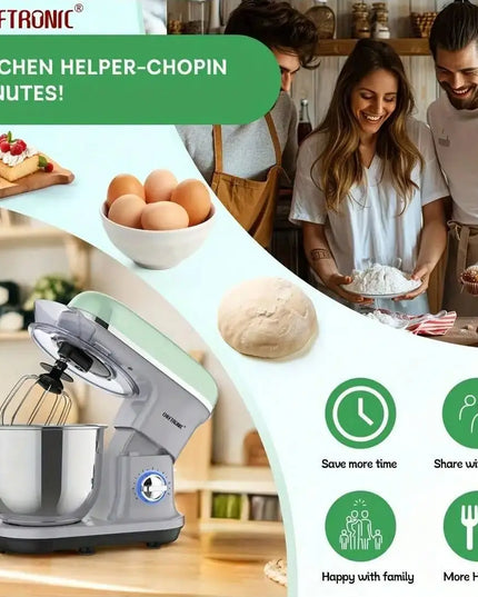 1pc CHEFTRONIC Stand Mixer, 5.2L Tilt-Head Electric Household food processors - 1500W 6+P Speed, home appliance, EC Plug