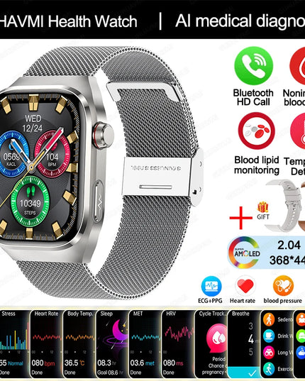 2024 New Uric Acid Blood Fat Smart Watch Men Blood Sugar ECG+PPG  Blood Pressure Bluetooth Call Sports for Xiaomi Health Watch