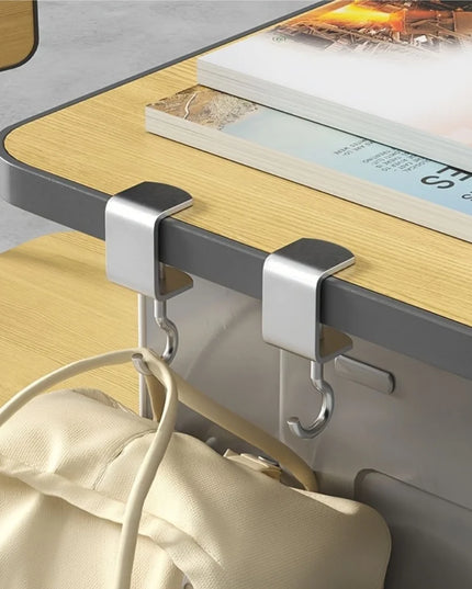 2pcs 360° Rotatable Steel Table Hooks - Detachable, Non-Destructive Installation for Office Desks, School Dormitories