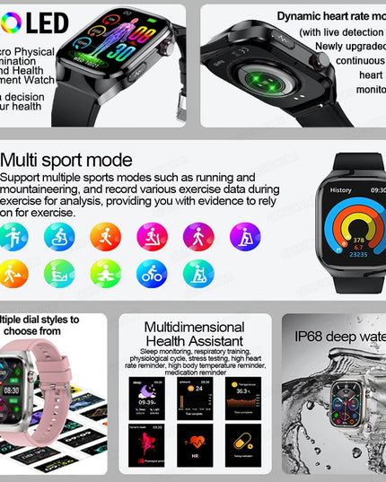 2024 New Uric Acid Blood Fat Smart Watch Men Blood Sugar ECG+PPG  Blood Pressure Bluetooth Call Sports for Xiaomi Health Watch