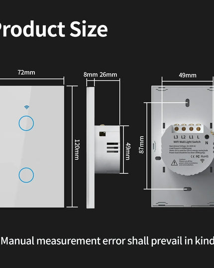 TNCE Tuya US Smart Wall Switch wifi or zigbee 1/2/3/4 Gang Wire Touch Sensor LED Light Button Smart Home voice Alexa Google Home