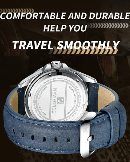 NAVIFORCE Brand Men Fashion Quartz Watches Male Leather Strap Sport Waterproof Wristwatches CalendarClock Relogio Masculino