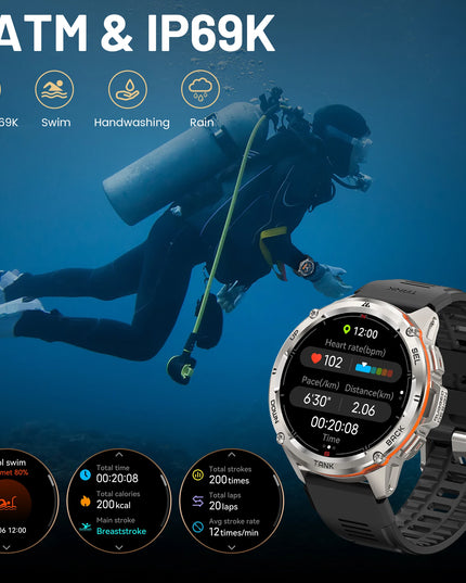 2025 KOSPET TANK T3 Ultra GPS Smart Watch For Men Smartwatch Women 470mAh Battery Digital Fitness AMOLED AOD Bluetooth Watches