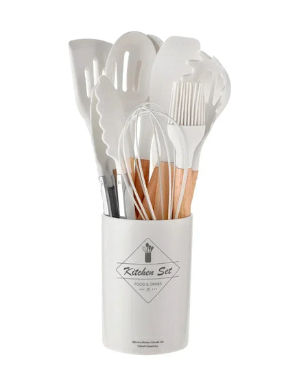 12PCS Food Grade Silicone Kitchen Cookware Utensils Turner Spatula Measuring Spoon Practical Cooking Tool Kitchenware Set