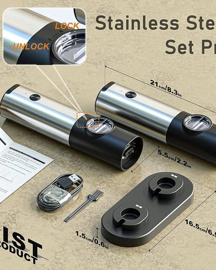 USB Rechargeable Electric Salt Pepper Grinder With Adjustable Roughness Freshly Ground Pepper Pepper Powder Grinder kitchen Tool
