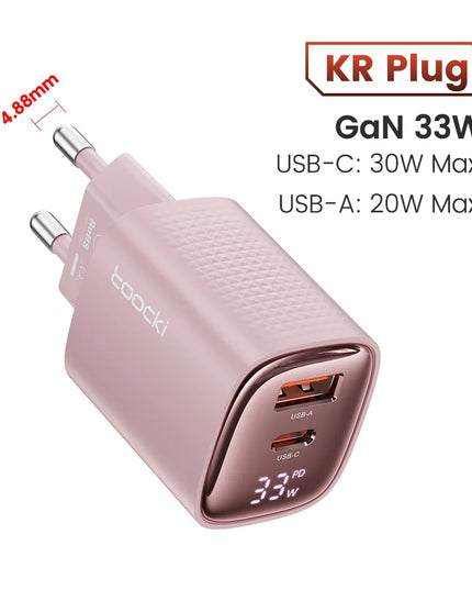 Toocki 33W GaN USB C Charger Digital Display Fast Charging Type C Charger for iPhone 15 14 13 12 Samsung Galaxy S23 S22 Xiaomi