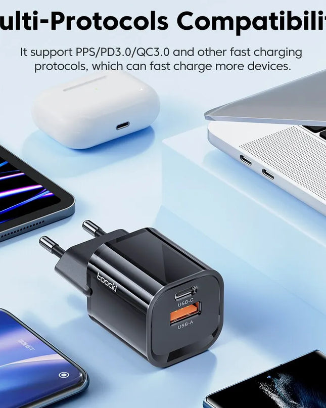 Toocki GaN USB Type C Charger Portable High Speed Charger for iPhone Xiaomi 13 Oneplus Realme PD3.0 QC3.0 PPS Cell Mobile Phone