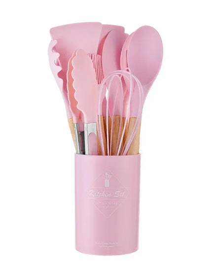 12PCS Food Grade Silicone Kitchen Cookware Utensils Turner Spatula Measuring Spoon Practical Cooking Tool Kitchenware Set