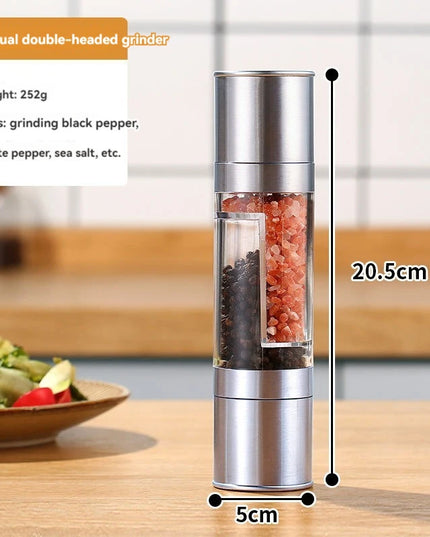 Salt and Pepper Grinder 2 in 1 Manual Stainless Steel Salt Pepper Mills with Adjustable Ceramic Grinding Spice Mill Kitchen Tool