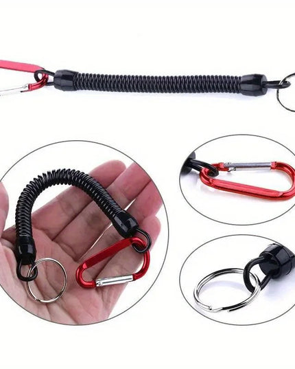 Retractable Fishing With Anti-lost Hand Rope Telescopic Spring with Carabiner Fishing Rope Retention Rope Fishing Tools Tackle