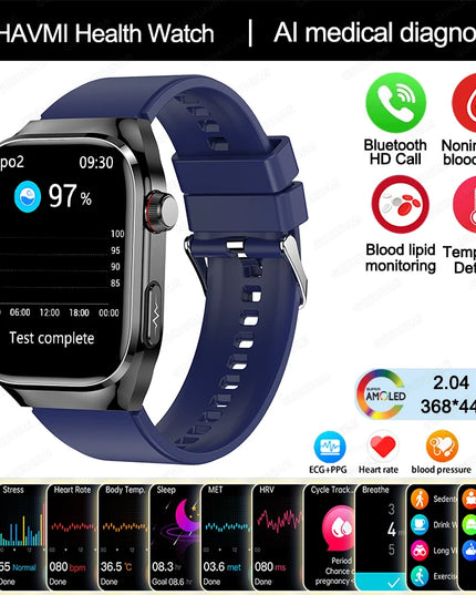 2024 New Uric Acid Blood Fat Smart Watch Men Blood Sugar ECG+PPG  Blood Pressure Bluetooth Call Sports for Xiaomi Health Watch