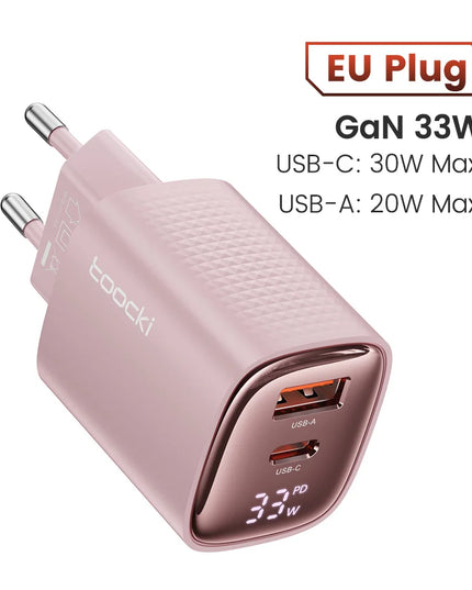 Toocki 33W GaN USB C Charger Digital Display Fast Charging Type C Charger for iPhone 15 14 13 12 Samsung Galaxy S23 S22 Xiaomi