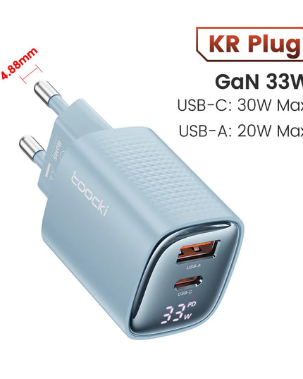 Toocki 33W GaN USB C Charger Digital Display Fast Charging Type C Charger for iPhone 15 14 13 12 Samsung Galaxy S23 S22 Xiaomi