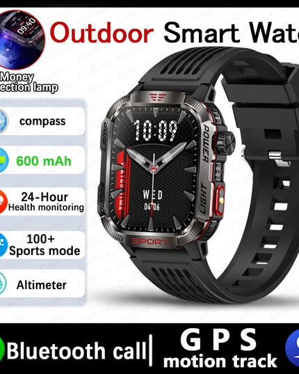 New For Huawei Xiaomi Military GPS Smart Watch Men Flashlight Compass Waterproof Outdoor Sport Tracker Bluetooth Call Smartwatch