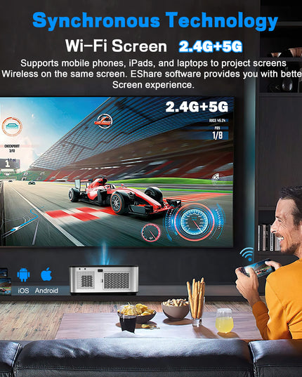 HORLAT 26000Lumens LCD Projector Beamer 8K Support 1080P Native Android Dual Band Wifi 6 Auto Focus Keystone Office Home Theater