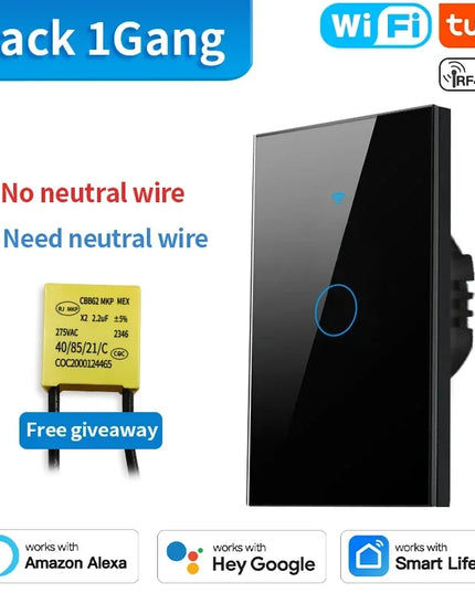 TNCE Tuya US Smart Wall Switch wifi or zigbee 1/2/3/4 Gang Wire Touch Sensor LED Light Button Smart Home voice Alexa Google Home