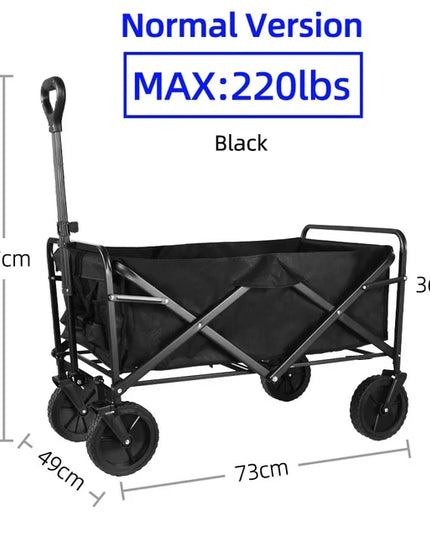 Collapsible Folding Utility Beach Cart Wagon Heavy Duty Large Capacity Fold Wagon Ourdoor Trolley Portable Garden Camping Cart