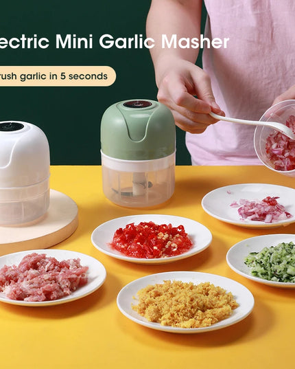 Electric Garlic Masher Portable Chopper Multi Function Meat Grinder Masher Machine Mini Garlic Vegetable Chopper Usb Charging