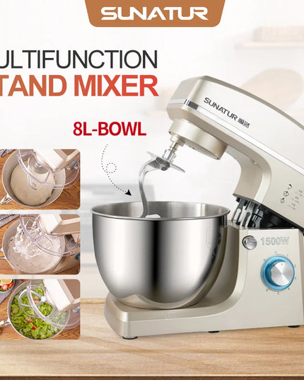 SUNATUR 8L Stand Mixer Electric Food Crusher  Food Processors Home Appliance Home Appliance Mixer Planetary mixer Beater