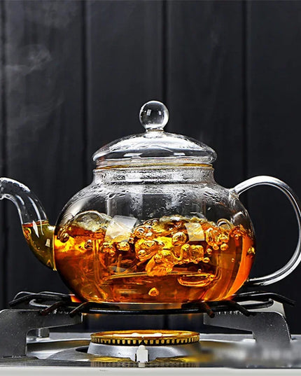 400ml/1000ml Filterable Heat-resistant Thickened Glass Teapot High Borosilicate Glass Flower Tea Pot Heatable Glass Tea Set