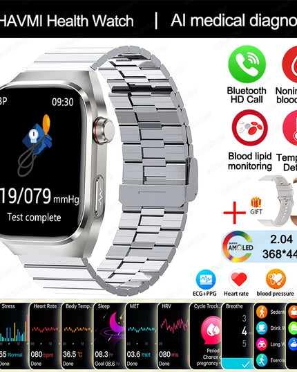 2024 New Uric Acid Blood Fat Smart Watch Men Blood Sugar ECG+PPG  Blood Pressure Bluetooth Call Sports for Xiaomi Health Watch