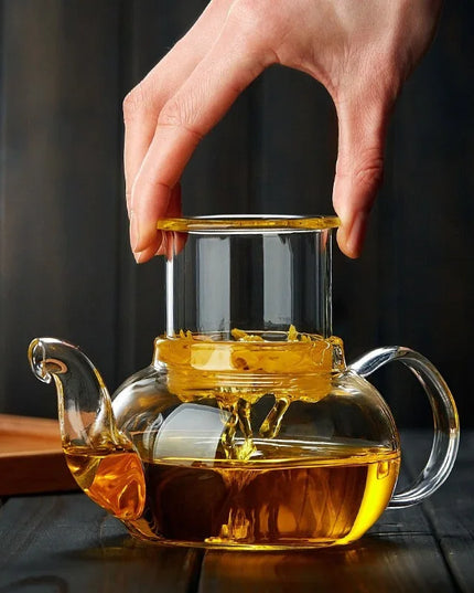 400ml/1000ml Filterable Heat-resistant Thickened Glass Teapot High Borosilicate Glass Flower Tea Pot Heatable Glass Tea Set