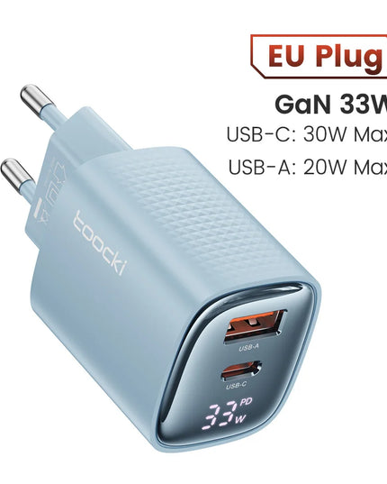 Toocki 33W GaN USB C Charger Digital Display Fast Charging Type C Charger for iPhone 15 14 13 12 Samsung Galaxy S23 S22 Xiaomi