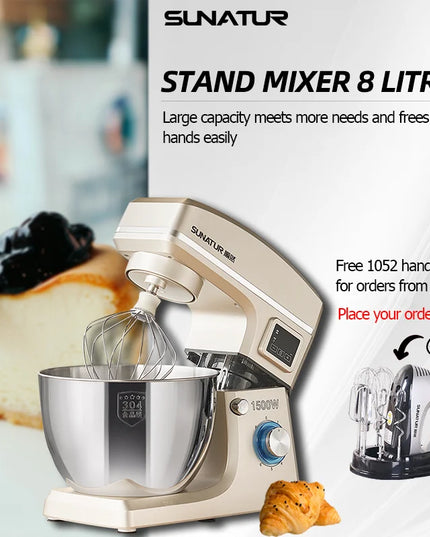 SUNATUR 8L Stand Mixer Electric Food Crusher  Food Processors Home Appliance Home Appliance Mixer Planetary mixer Beater