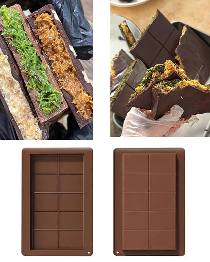 1Pcs DIY Handmade Chocolate Mold Silicone Mold Dubai Chocolate Silicone Mold Baking Supplies Candy Making Tools 10 Squares Choco