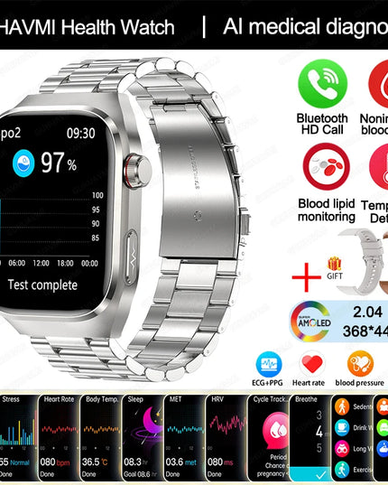 2024 New Uric Acid Blood Fat Smart Watch Men Blood Sugar ECG+PPG  Blood Pressure Bluetooth Call Sports for Xiaomi Health Watch