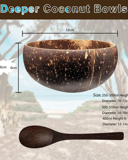 Coconut Bowls For Serving Dishes Wooden Salad Wood Reusable Bowl Serving Utensils Natural Coconut Shell Bowls Breakfast Party