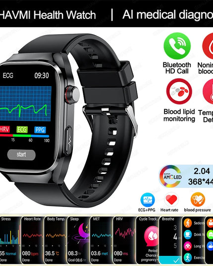 2024 New Uric Acid Blood Fat Smart Watch Men Blood Sugar ECG+PPG  Blood Pressure Bluetooth Call Sports for Xiaomi Health Watch