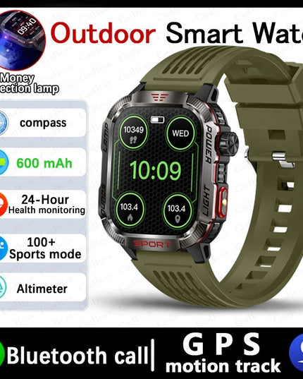 New For Huawei Xiaomi Military GPS Smart Watch Men Flashlight Compass Waterproof Outdoor Sport Tracker Bluetooth Call Smartwatch