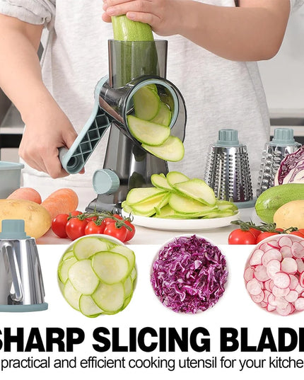 LMETJMA 3 in 1 Rotary Cheese Grater Versatile Manual Vegetable Slicer Peanut Nuts Grinder Cheese Vegetable Shredder Clear JT242