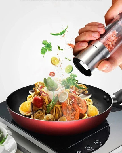 Salt and Pepper Grinder 2 in 1 Manual Stainless Steel Salt Pepper Mills with Adjustable Ceramic Grinding Spice Mill Kitchen Tool
