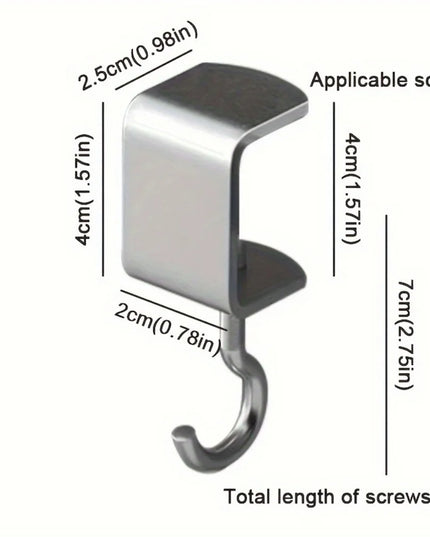 2pcs 360° Rotatable Steel Table Hooks - Detachable, Non-Destructive Installation for Office Desks, School Dormitories