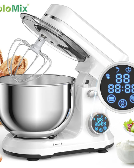 BioloMix Kitchen Food Stand Mixer, 1200W 11-Speeds DC Motor, Digital OLED Screen, Electric Food Mixer with Dough Hook, Whisk