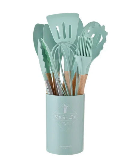 12PCS Food Grade Silicone Kitchen Cookware Utensils Turner Spatula Measuring Spoon Practical Cooking Tool Kitchenware Set