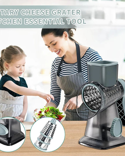 LMETJMA 3 in 1 Rotary Cheese Grater Versatile Manual Vegetable Slicer Peanut Nuts Grinder Cheese Vegetable Shredder Clear JT242