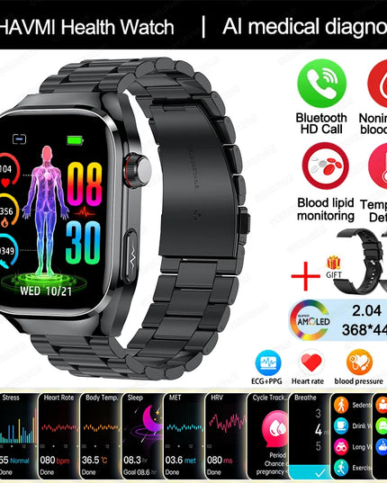 2024 New Uric Acid Blood Fat Smart Watch Men Blood Sugar ECG+PPG  Blood Pressure Bluetooth Call Sports for Xiaomi Health Watch