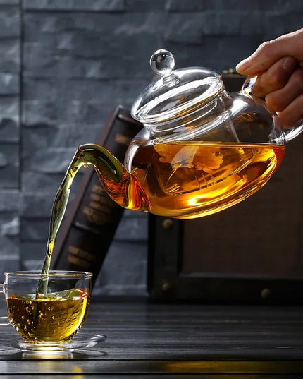 400ml/1000ml Filterable Heat-resistant Thickened Glass Teapot High Borosilicate Glass Flower Tea Pot Heatable Glass Tea Set
