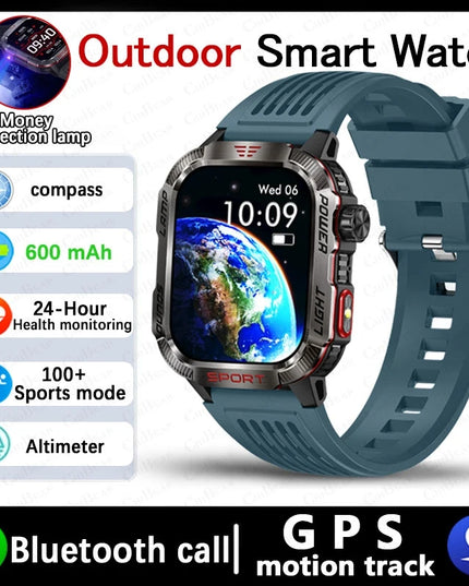 New For Huawei Xiaomi Military GPS Smart Watch Men Flashlight Compass Waterproof Outdoor Sport Tracker Bluetooth Call Smartwatch