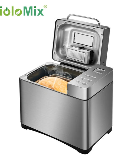 Biolomix Stainless Steel 1KG 19-in-1 Automatic Bread Maker 650W Programmable Bread Machine with 3 Loaf Sizes Fruit Nut Dispenser